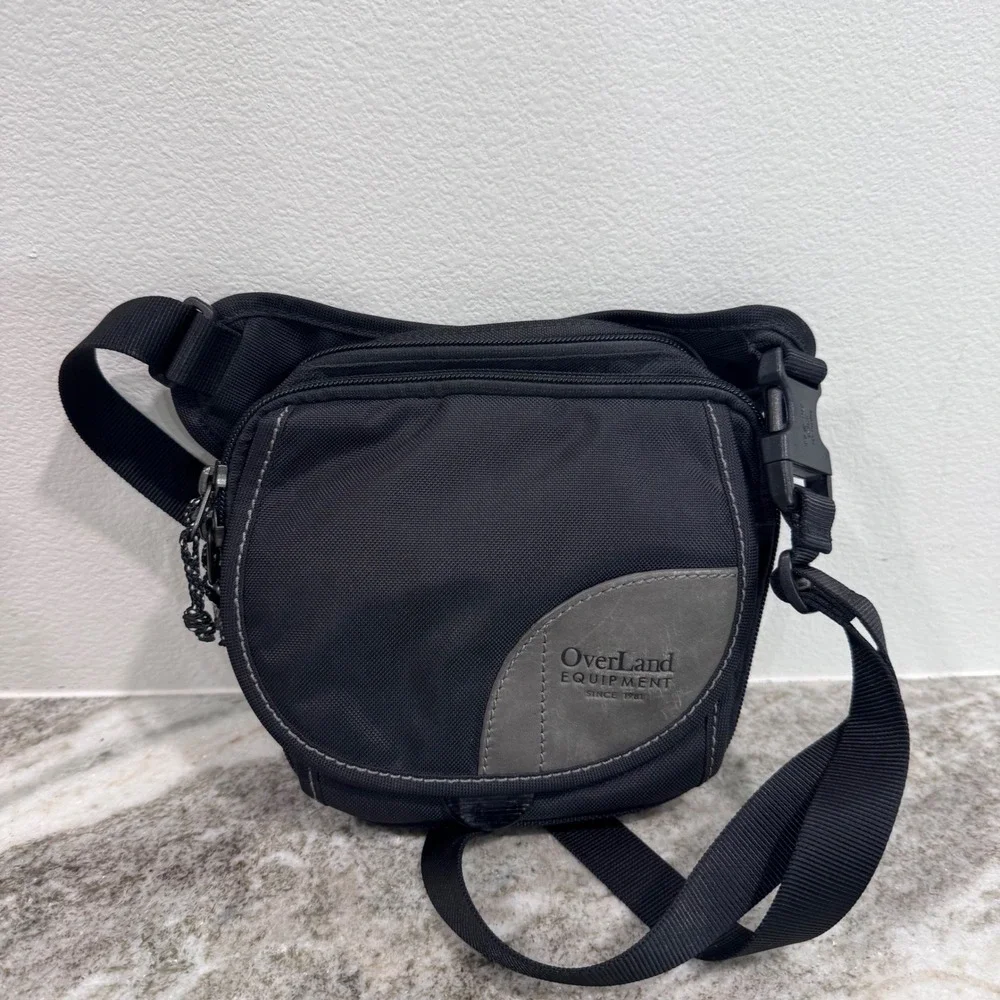 OverLand Equipment Black Ballistic Nylon Crossbody Shoulder Travel Bag Organizer